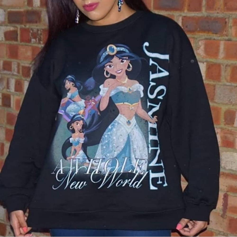 Zara x Disney Aladdin Princess Jasmine Sweatshirt Women’s M Black Crewneck B